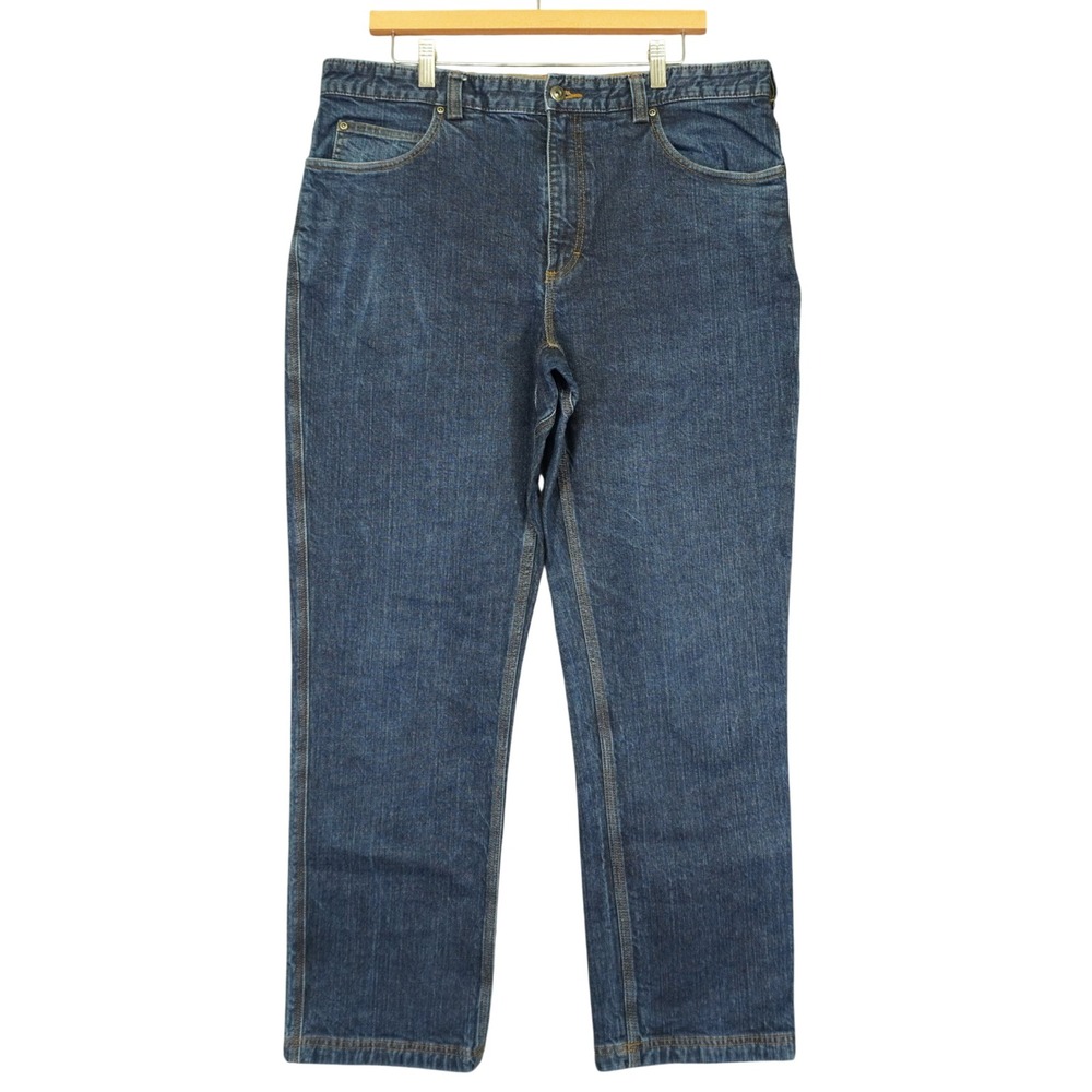 Duluth Trading Flex Ballroom Jeans Mens 38x32 Blue Straight Leg Denim Stretch